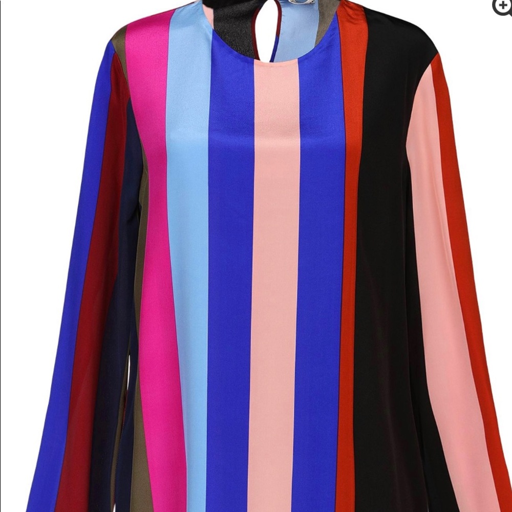 NWOT DVF Striped Silk blouse, size 2 - Picture 3 of 7